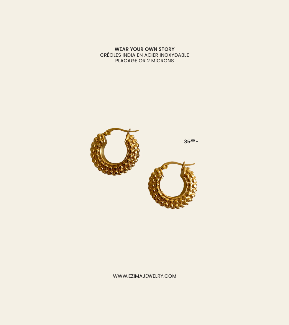 Visuel créatif pour la mise ne avant des bijoux du projet Ezima Jewelry, une marque de bijoux éthique.