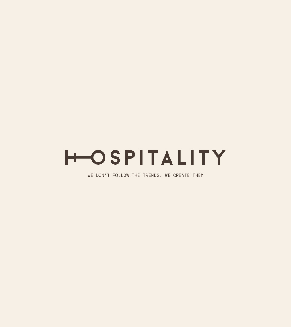 Logotype et sa baseline "We don't follow the trends, we create them" du projet Hospitality.