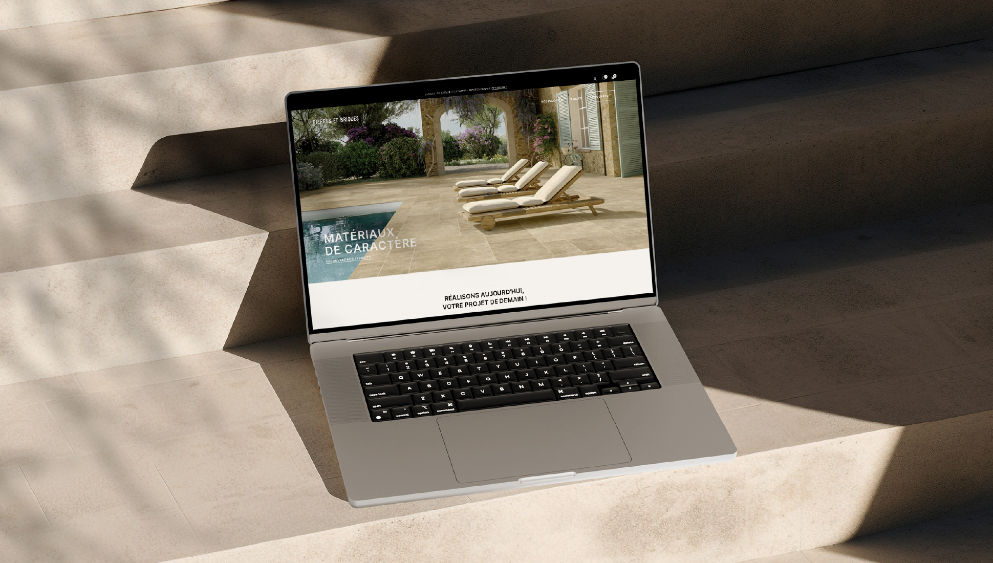 Site internet e-commerce du projet Pierres et Briques, une entreprise de vente de matériaux de caractère.
